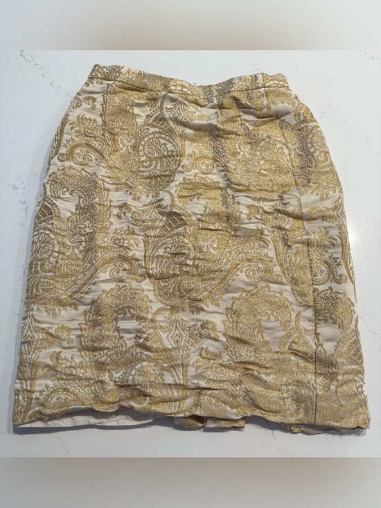 Escada Dresses & Skirts - Escada Cream & Gold Paisley Jacquard Pencil Skirt
